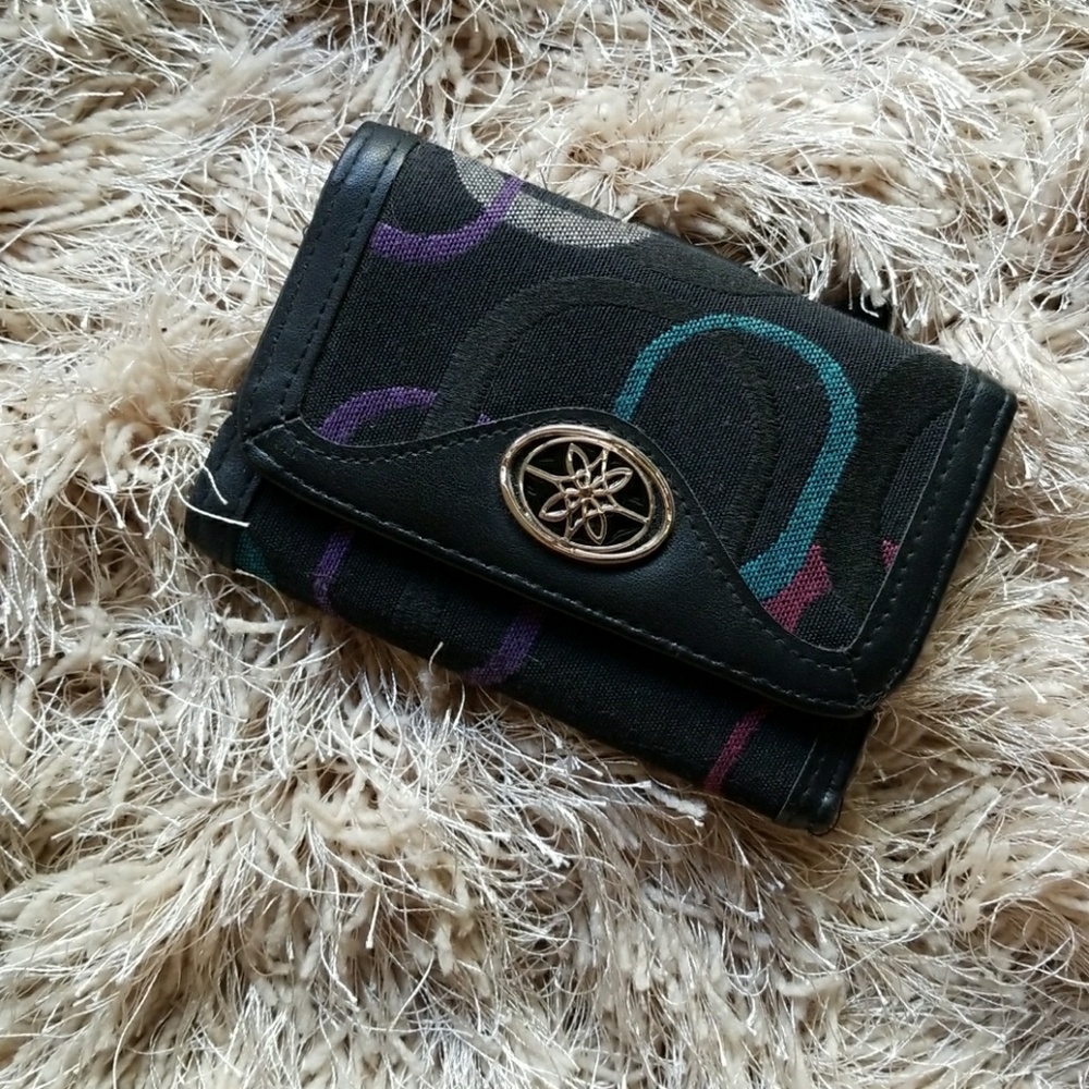 Cute multicolored black tri-fold wallet